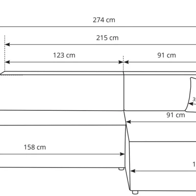 Ecksofa mit Stauraum WINDSOR 1 – cremefarben, linke Ecke