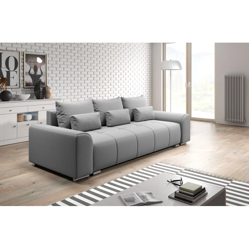 Dreisitzer-Schlafsofa RANDA – hellgrau