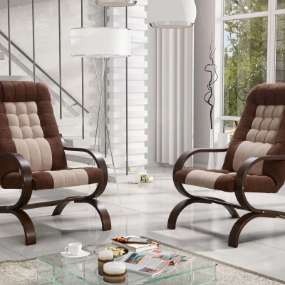 Polstersessel INGRIDA – braun/beige/walnuss