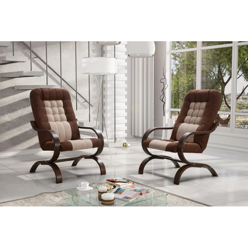 Polstersessel INGRIDA – braun/beige/walnuss