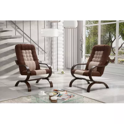 Polstersessel INGRIDA – braun/beige/walnuss