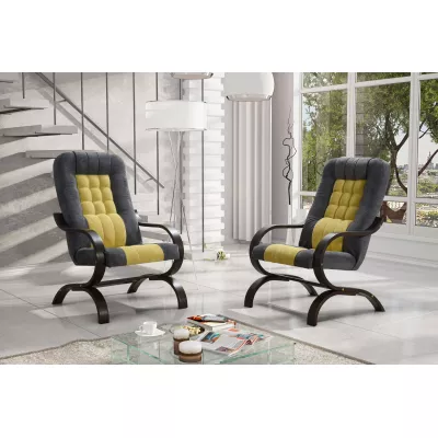 Polstersessel INGRIDA - grau / gelb / wenge
