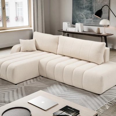 Ecksofa KELOWNA – cremefarben, linke Ecke