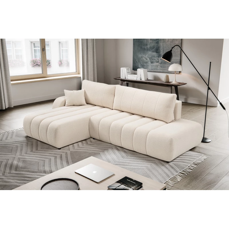 Ecksofa KELOWNA – cremefarben, linke Ecke
