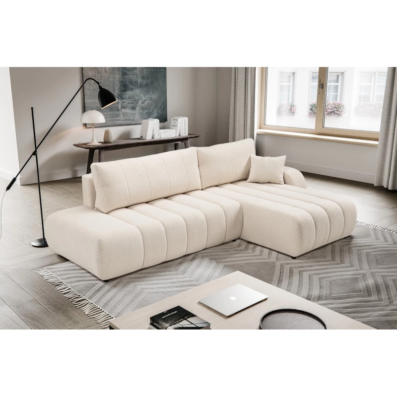 Ecksofa KELOWNA – cremefarben, rechte Ecke