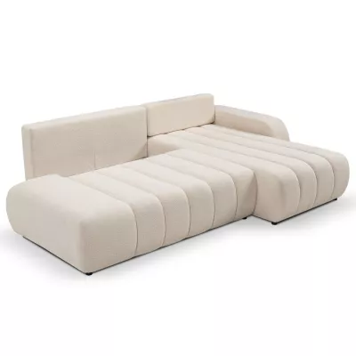 Ecksofa KELOWNA – cremefarben, rechte Ecke