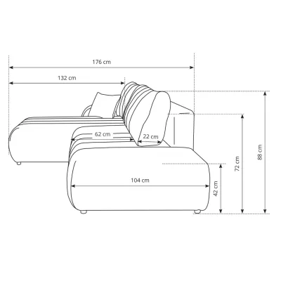 Ecksofa KELOWNA – cremefarben, linke Ecke