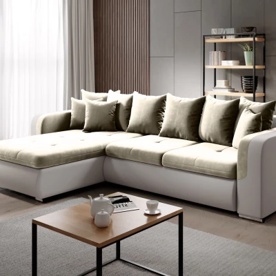Ecksofa DAFNI MINI – weiß/beige, linke Ecke