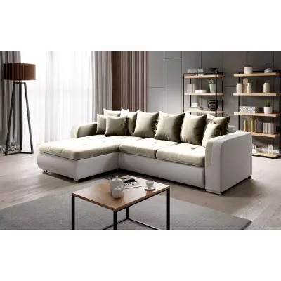Ecksofa DAFNI MINI – weiß/beige, linke Ecke
