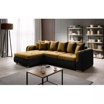 Ecksofa DAFNI MINI – schwarz/senfgelb, linke Ecke