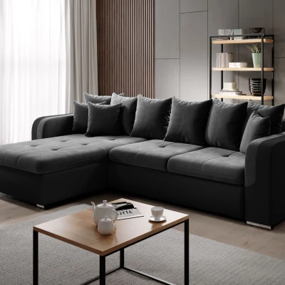 Ecksofa DAFNI MINI – schwarz/grau, linke Ecke