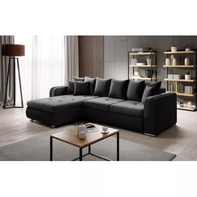 Ecksofa DAFNI MINI – schwarz/grau, linke Ecke