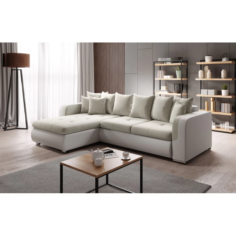 Ecksofa DAFNI MINI – weiß/creme, linke Ecke