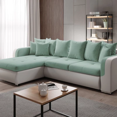 Ecksofa DAFNI MINI – weiß/mint, linke Ecke