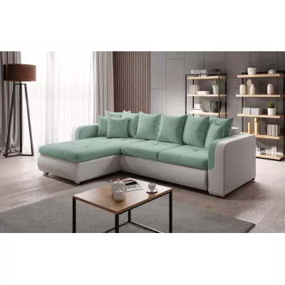 Ecksofa DAFNI MINI – weiß/mint, linke Ecke
