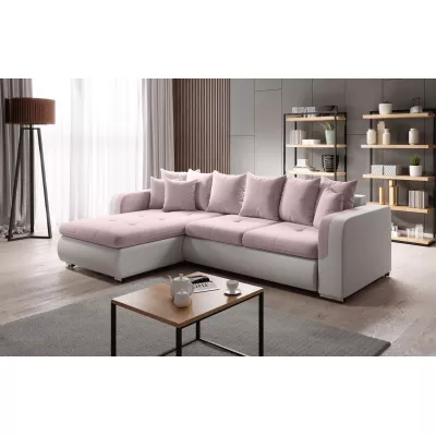 Ecksofa DAFNI MINI – weiß/rosa, linke Ecke