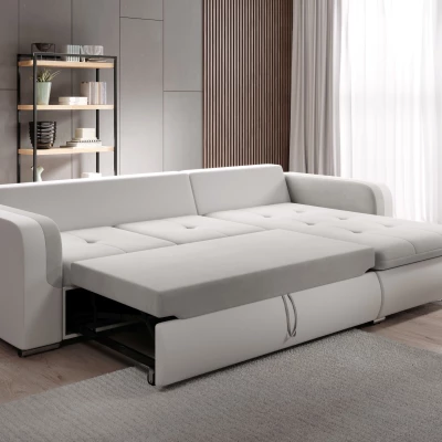 Ecksofa DAFNI MINI – weiß/hellgrau, linke Ecke
