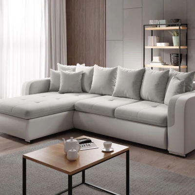 Ecksofa DAFNI MINI – weiß/hellgrau, linke Ecke