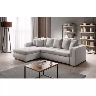 Ecksofa DAFNI MINI – weiß/hellgrau, linke Ecke