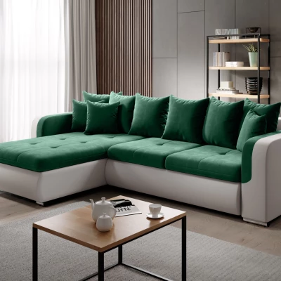 Ecksofa DAFNI MINI – weiß/grün, linke Ecke