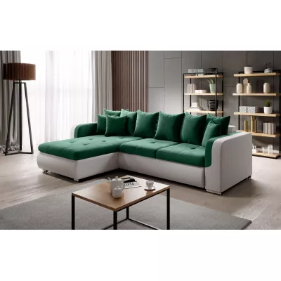 Ecksofa DAFNI MINI – weiß/grün, linke Ecke