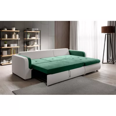 Ecksofa DAFNI MINI – weiß/grün, linke Ecke