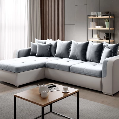 Ecksofa DAFNI MINI – weiß/grau, linke Ecke