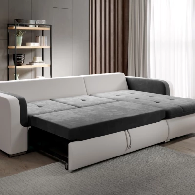 Ecksofa DAFNI MINI – weiß/dunkelgrau, linke Ecke