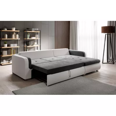 Ecksofa DAFNI MINI – weiß/dunkelgrau, linke Ecke
