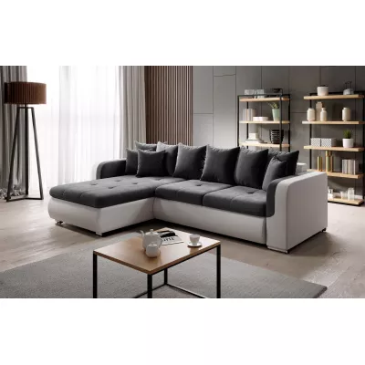 Ecksofa DAFNI MINI – weiß/dunkelgrau, linke Ecke