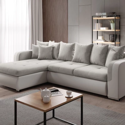 Ecksofa DAFNI MINI – weiß/hellbeige, linke Ecke