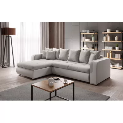 Ecksofa DAFNI MINI – weiß/hellbeige, linke Ecke