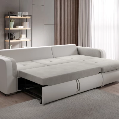 Ecksofa DAFNI MINI – weiß/gelb, linke Ecke
