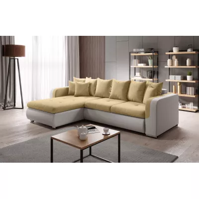 Ecksofa DAFNI MINI – weiß/gelb, linke Ecke