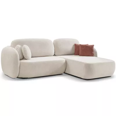 Schlafsofa mit Stauraum COBOURG 1 – beige/rosa, rechte Ecke