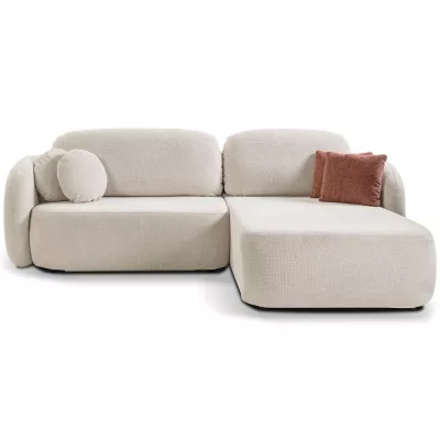 Schlafsofa mit Stauraum COBOURG 1 – beige/rosa, rechte Ecke