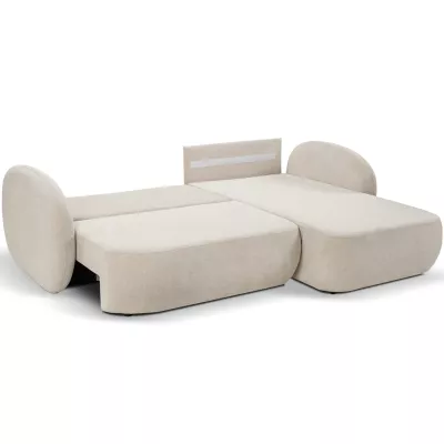 Schlafsofa mit Stauraum COBOURG 1 – beige/rosa, rechte Ecke