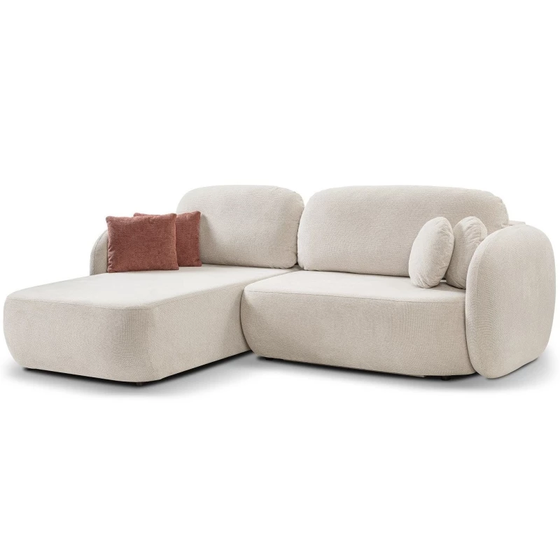 Schlafsofa mit Stauraum COBOURG 1 – beige/rosa, linke Ecke