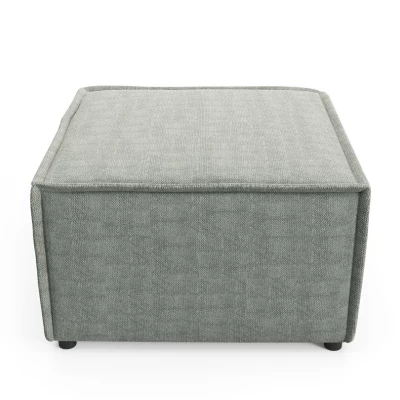 Gepolsterter Fußhocker WINDSOR – hellgrau