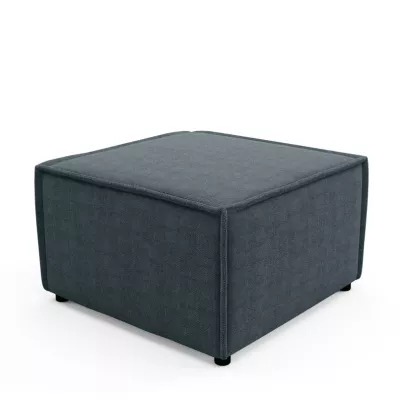 Gepolsterter Fußhocker WINDSOR - blaugrau