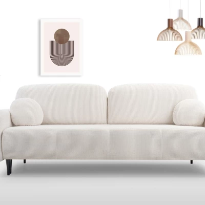 Klappbares Zweisitzer-Sofa mit Stauraum WHITBY – Creme