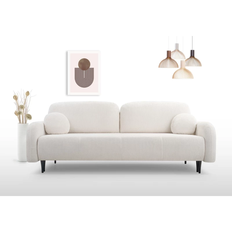 Klappbares Zweisitzer-Sofa mit Stauraum WHITBY – Creme