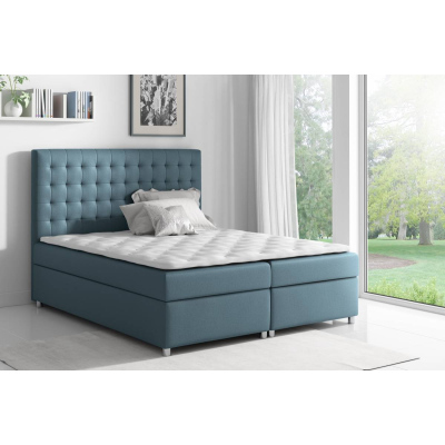 Kontinentales Bett Evio blau 200 + kostenloser Matratzenschoner
