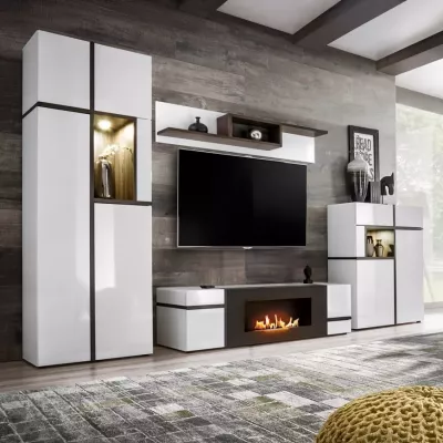 TV-Möbel CELINE mit Bio-Kamin – weiß