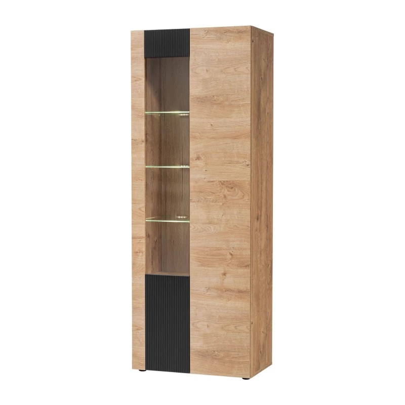 INKADU Glasvitrine mit LED-Beleuchtung – Ribbeck-Eiche / Schwarz