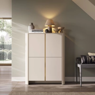 Hohe Kommode BETTY – Kaschmir/Gold