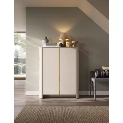 Hohe Kommode BETTY – Kaschmir/Gold