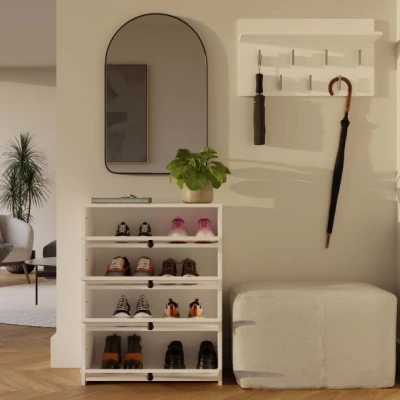 Schuhschrank mit Flügeltüren ZAYAN - weiß