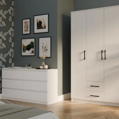 Kleiderschrank mit Schubladen 120 cm RAGNAR - weiß