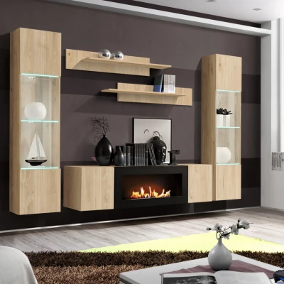 FREYA Wohnzimmermöbel mit Bio-Kamin - Hickory Jackson